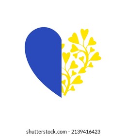 Stylized heart symbol blue and yellow color the Ukrainian 