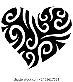 stylized heart symbol in tribal design