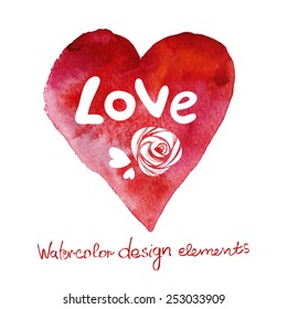 Stylized heart, watercolor design element