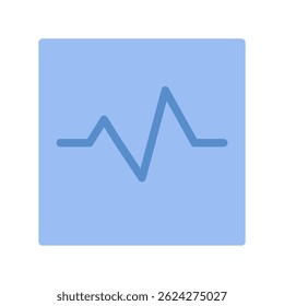 Stylized heartbeat pulse graph icon illustration on a light blue square backdrop