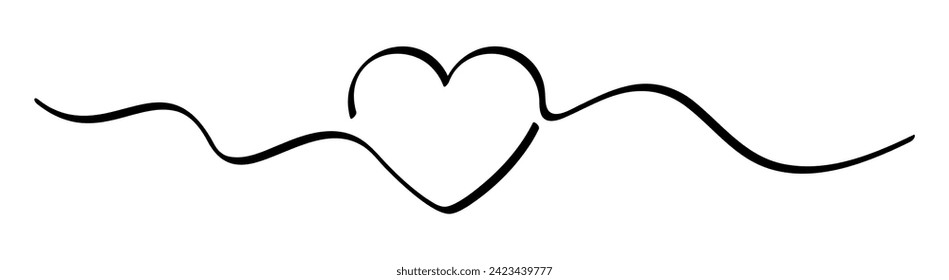 Stylized heartbeat wave with heart outline. Vector illustration