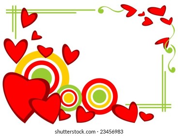 Stylized hearts and border isolated on a white background. Valentines illustration.