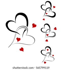 Stylized hearts design set