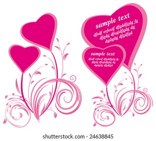 Corazones estilizados y elementos florales