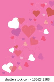 Stylized hearts on a pink background. Illustration for a greeting card for Valentine's Day or another holiday. Vector image on the theme of love