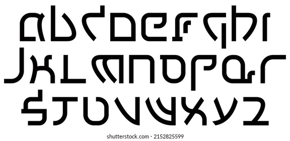 Stylized hebrew alphabet.Vector decorative font.