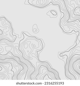 Mapa de contorno topográfico CG de altura estilizada en contornos. Antecedentes abstractos. Espacio terrestre de copia digital. Concepto de un esquema geográfico condicional, camino de terreno. Naranja en negro. Ilustración del vector