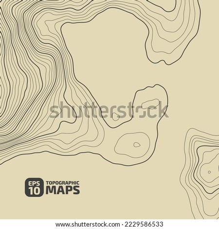 Stylized height CG topographic contour map in contours. Abstract background. Digital copy earth space. Concept of a conditional geography scheme, terrain path. Dark Brown on beige. Vector illustration