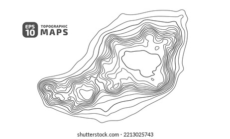 Stylized height Real topographic contour map in contours. Abstract background. Digital copy earth space. Concept of a conditional geography scheme, terrain path. Black on white. Vector illustration