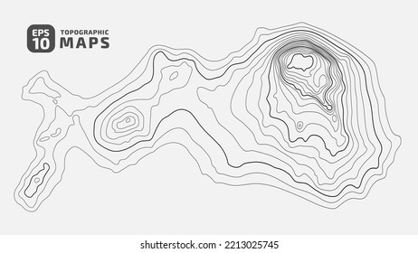 Stylized height Real topographic contour map in contours. Abstract background. Digital copy earth space. Concept of a conditional geography scheme, terrain path. Black on white. Vector illustration