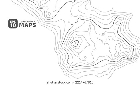 Stylized height Real topographic contour map in contours. Abstract background. Digital copy earth space. Concept of a conditional geography scheme, terrain path. Black on white. Vector illustration