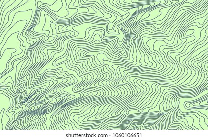 The stylized height of the topographic contour in lines and contours. The concept of a conditional geography scheme and the terrain path. Vector illustration.