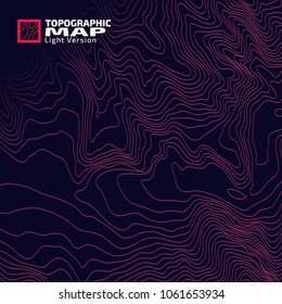 The stylized height of the topographic contour in lines and contours. The concept of a conditional geography scheme and the terrain path. Vector illustration.
