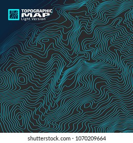 The stylized height of the topographic contour in lines and contours. The concept of a conditional geography scheme and the terrain path. Vector illustration.