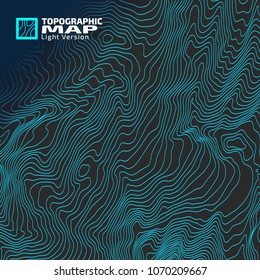 The stylized height of the topographic contour in lines and contours. The concept of a conditional geography scheme and the terrain path. Vector illustration.