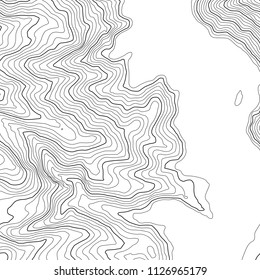 The stylized height of the topographic contour in lines and contours. The concept of a conditional geography scheme and the terrain path. Vector illustration.