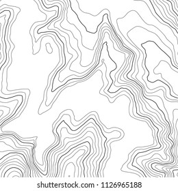 The stylized height of the topographic contour in lines and contours. The concept of a conditional geography scheme and the terrain path. Vector illustration.