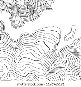 The stylized height of the topographic contour in lines and contours. The concept of a conditional geography scheme and the terrain path. Vector illustration.