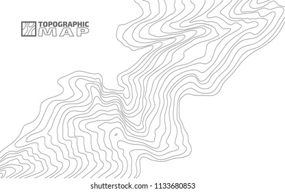 The stylized height of the topographic contour in lines and contours. The concept of a conditional geography scheme and the terrain path. Vector illustration.