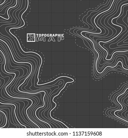 The stylized height of the topographic contour in lines and contours. The concept of a conditional geography scheme and the terrain path. Vector illustration.