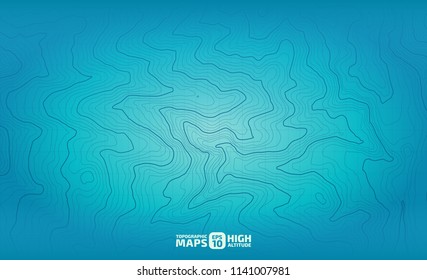 The stylized height of the topographic contour in lines and contours. The concept of a conditional geography scheme and the terrain path. Vector illustration.