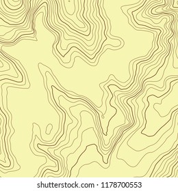 The stylized height of the topographic contour in lines and contours. The concept of a conditional geography scheme and the terrain path. Vector illustration.