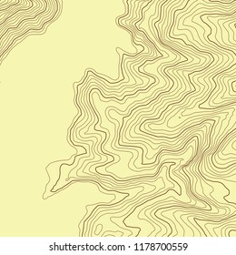The stylized height of the topographic contour in lines and contours. The concept of a conditional geography scheme and the terrain path. Vector illustration.