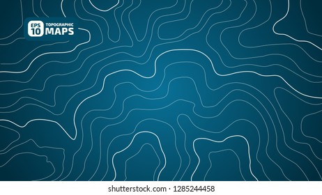 The stylized height of the topographic contour in lines and contours. The concept of a conditional geography scheme and the terrain path. Vector illustration
