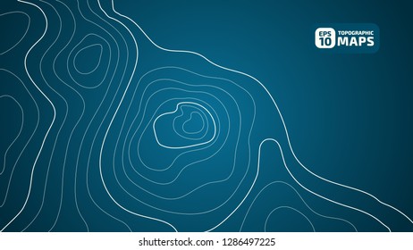 The stylized height of the topographic contour in lines and contours. The concept of a conditional geography scheme and the terrain path. Vector illustration
