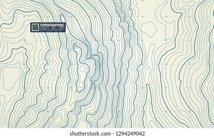 The stylized height of the topographic contour in lines and contours. The concept of a conditional geography scheme and the terrain path. Vector illustration.