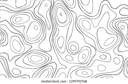 The stylized height of the topographic contour in lines and contours. The concept of a conditional geography scheme and the terrain path. Vector illustration.