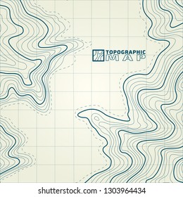 The stylized height of the topographic contour in lines and contours. The concept of a conditional geography scheme and the terrain path. Vector illustration.