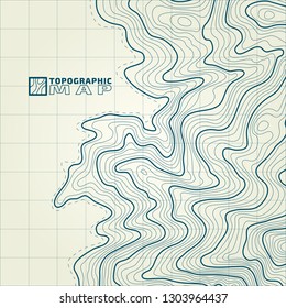The stylized height of the topographic contour in lines and contours. The concept of a conditional geography scheme and the terrain path. Vector illustration.