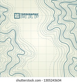 The stylized height of the topographic contour in lines and contours. The concept of a conditional geography scheme and the terrain path. Vector illustration.