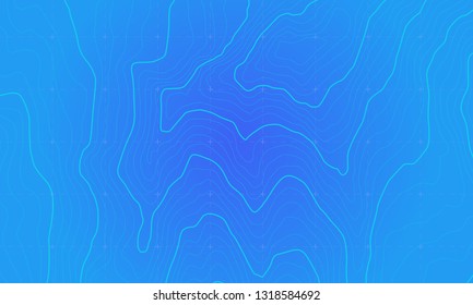 The stylized height of the topographic contour in lines and contours. The concept of a conditional geography scheme and the terrain path. Vector illustration.