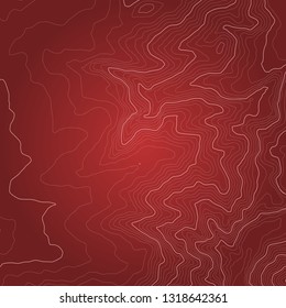 The stylized height of the topographic contour in lines and contours. The concept of a conditional geography scheme and the terrain path. Vector illustration.