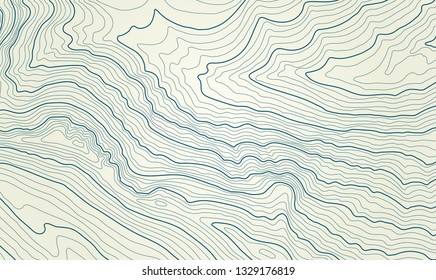 The stylized height of the topographic contour in lines and contours. The concept of a conditional geography scheme and the terrain path. Vector illustration.