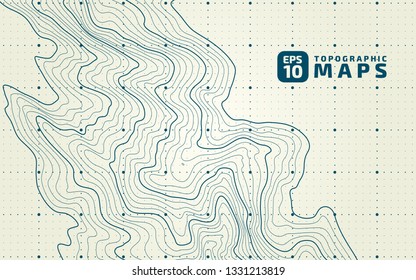 The stylized height of the topographic contour in lines and contours. The concept of a conditional geography scheme and the terrain path. Vector illustration.