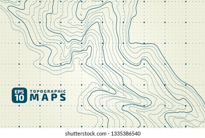 The stylized height of the topographic contour in lines and contours. The concept of a conditional geography scheme and the terrain path. Vector illustration.