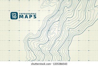 The stylized height of the topographic contour in lines and contours. The concept of a conditional geography scheme and the terrain path. Vector illustration.