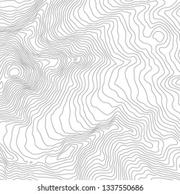 Die stilisierte Höhe der topographischen Kontur in Linien und Konturen. Das Konzept eines bedingten geografischen Programms und des Geländewegs. Vektorgrafik.