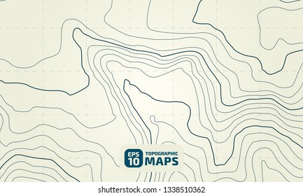 The stylized height of the topographic contour in lines and contours. The concept of a conditional geography scheme and the terrain path. Vector illustration.