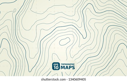 The stylized height of the topographic contour in lines and contours. The concept of a conditional geography scheme and the terrain path. Vector illustration.