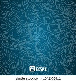 The stylized height of the topographic contour in lines and contours. The concept of a conditional geography scheme and the terrain path. Vector illustration.