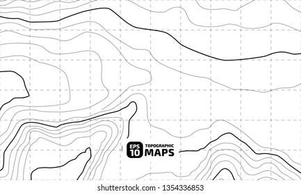 The stylized height of the topographic contour in lines and contours. The concept of a conditional geography scheme and the terrain path. Vector illustration.