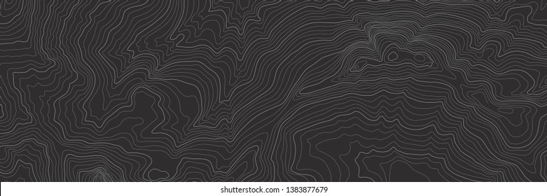 The stylized height of the topographic contour in lines and contours. The concept of a conditional geography scheme and the terrain path. Vector illustration.