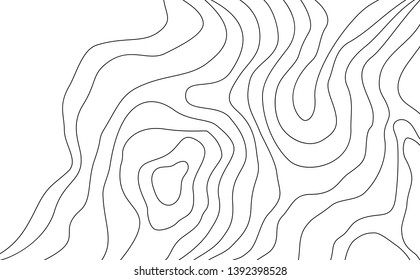 The stylized height of the topographic contour in lines and contours. The concept of a conditional geography scheme and the terrain path. Vector illustration.