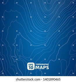 The stylized height of the topographic contour in lines and contours. The concept of a conditional geography scheme and the terrain path. Vector illustration.