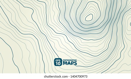 The stylized height of the topographic contour in lines and contours. The concept of a conditional geography scheme and the terrain path. Vector illustration.