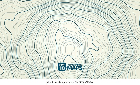 The stylized height of the topographic contour in lines and contours. The concept of a conditional geography scheme and the terrain path. Vector illustration.